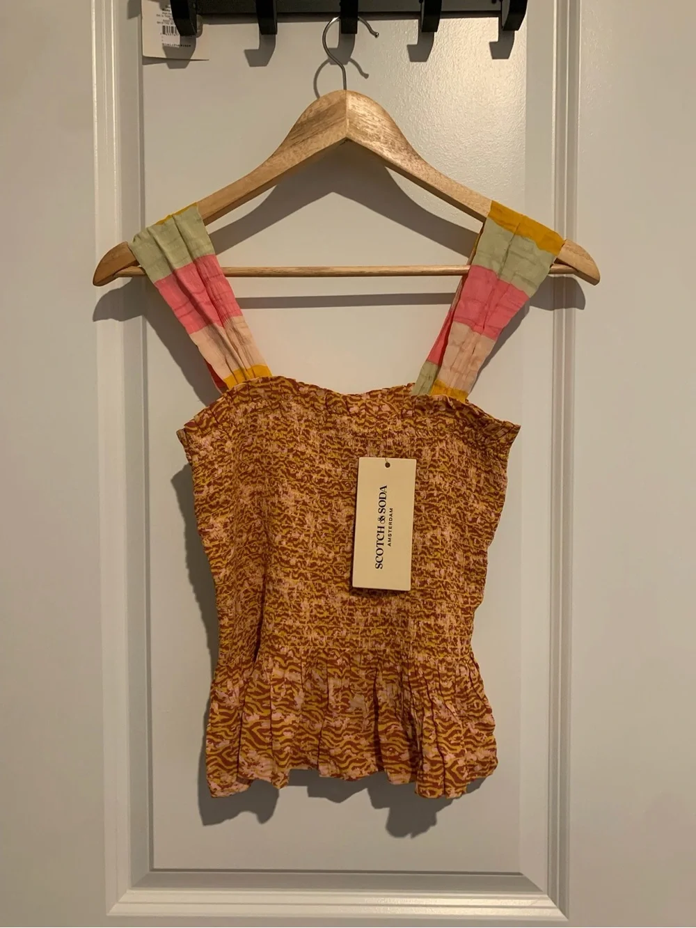 Scotch & Soda Smocked Striped Strap Summer Coastal Beach Tank Top Size Small NWT - Picture 5 of 6